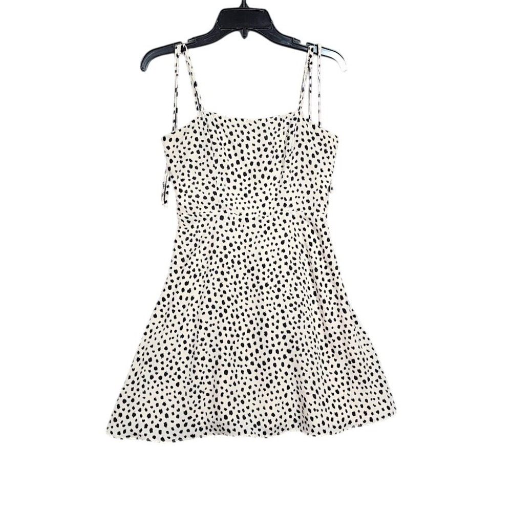 Lola‎ Grace Dress XS Mini Fit & Flare Smocked Sleeveless Sundress Black White